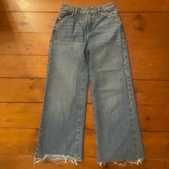 Garage Denim Wide Leg High Rise Frayed Hem Jeans 26 x 26 - Picture 2 of 6